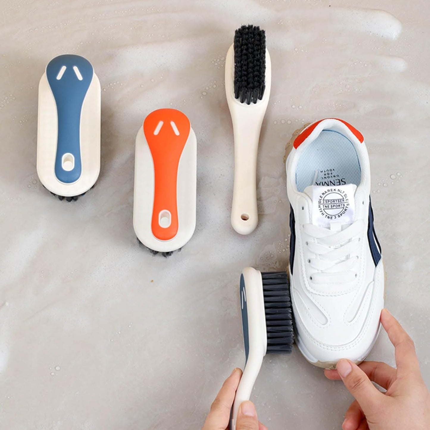 Soft Bristle Scrub Cleaning Brush Stain Remover Brush Fabric Cleaning Brush Laundry Brush Small Scrub Brush Cleaner Household Cleaning Brushes for Carpet, Clothes, Bathroom,Sneaker-2 Pack (Orange)