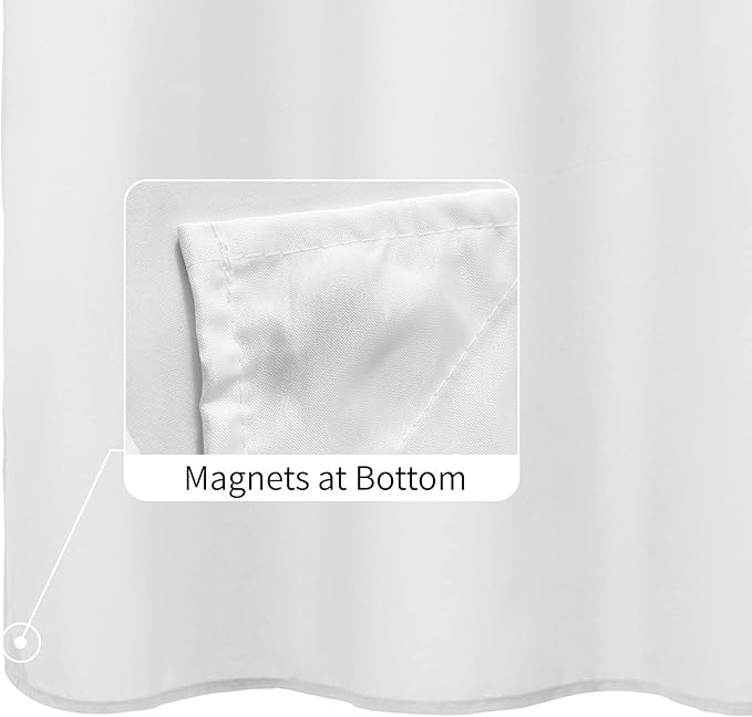 ALYVIA SPRING Extra Wide Fabric Shower Curtain Liner Waterproof - 108" x 72", Soft & Lightweight Wide Shower Curtain with Magnets, Machine Washable - 108x72, White