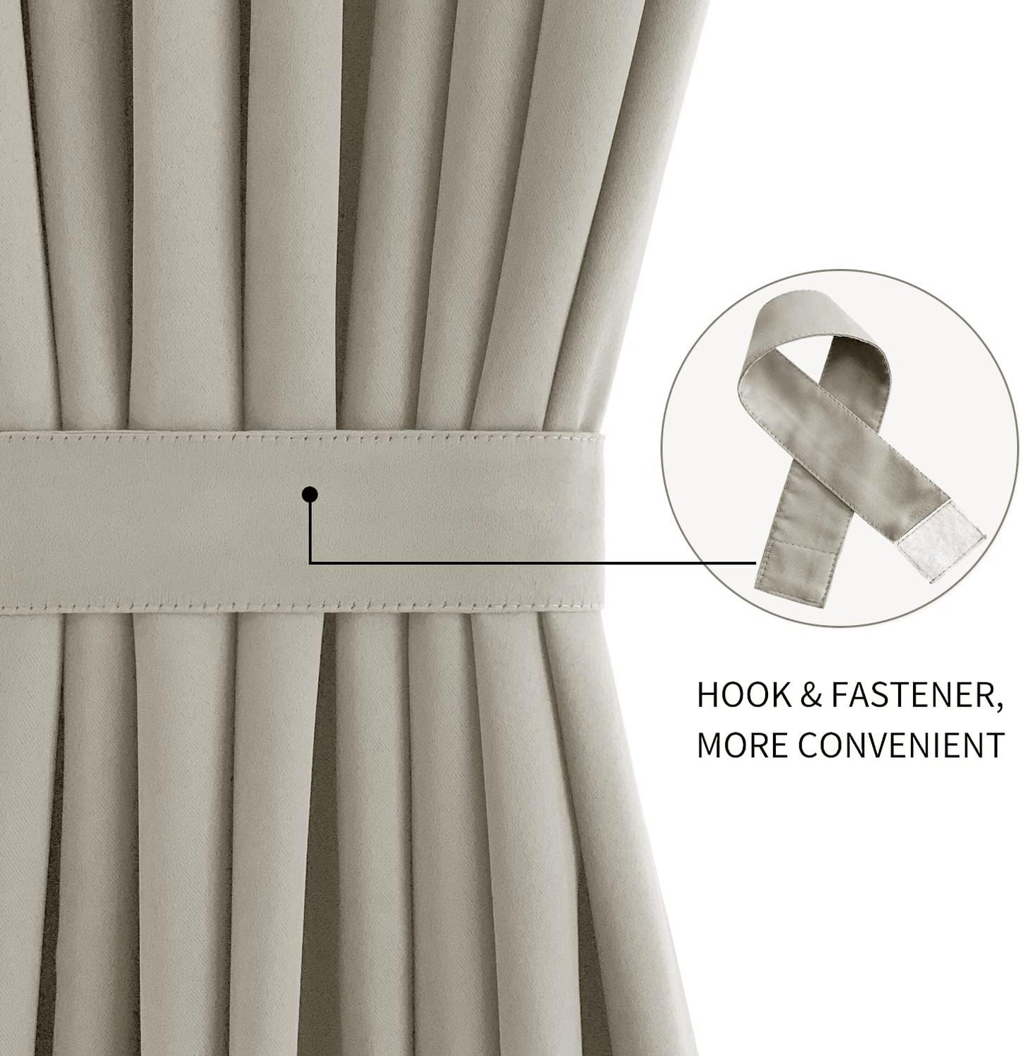 DWCN French Door Curtains – Rod Pocket Thermal Blackout Curtain for Doors with Glass Window, Kitchen and Patio Doors for Privacy, 54 X 72 Inches Long, 1 Curtain Panel with Tieback, Taupe