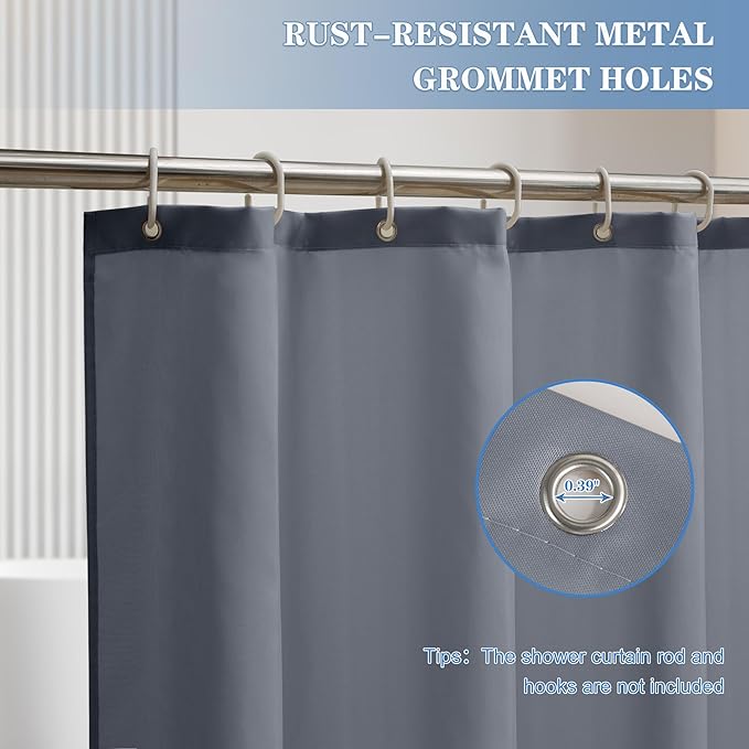 Nasitos Fabric Grey Shower Curtain Liners 4 Pack - W72 x H72 - Washable & Water Resistant Cloth Shower Liner for Bathtub, Soft Hotel Quality, Standard Size (Include 8 Separate Magnets)