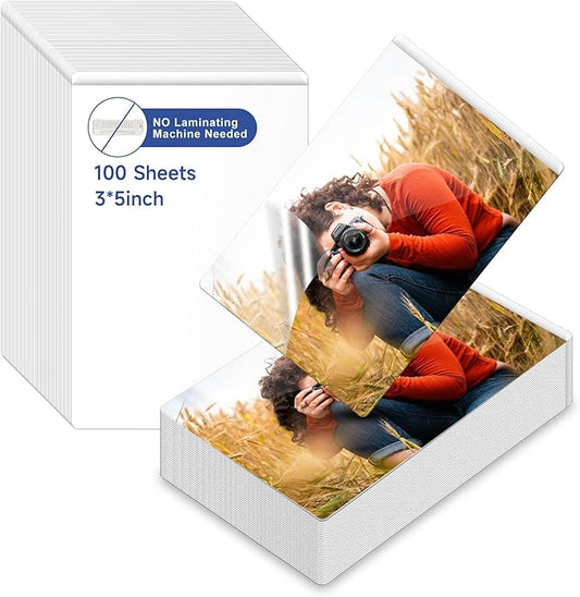 100 Sheets 3x5inch Self Seal Laminating Pouches Self Adhesive Laminating Sheet No Laminating Machine Needed for Photos Index Cards
