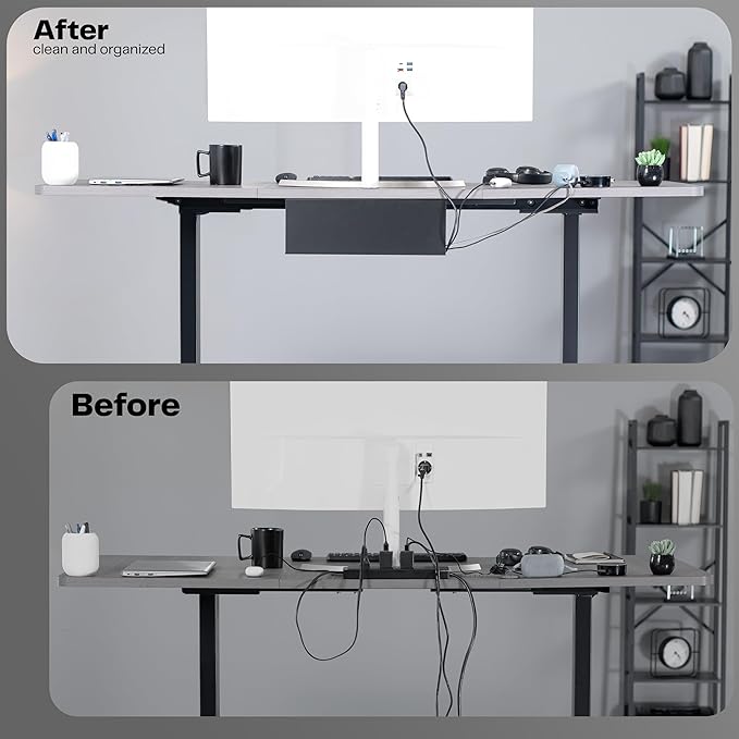 VIVO Under Desk 17 inch Extra Deep Cable Management Trays, Power Strip Holders, Cord Organizers, Wire Tamers for Office and Home, Black, 2 Pack, DESK-AC16-2C