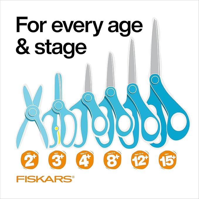 Fiskars 199700-1001 Back to School Supplies, Student Kids Scissrors Softgrip, 7 Inch, Color Received May Vary