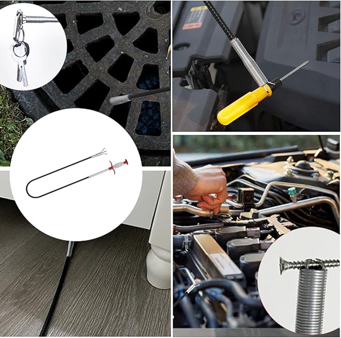 Drain Snake,76 inch Flexible Grabber Claw Pick Up Reacher Tool,Drain Clog Remover - Gutter Cleaning Tools for Home Sink, Bathroom Tub,Drain, Toilet, Tight Spaces