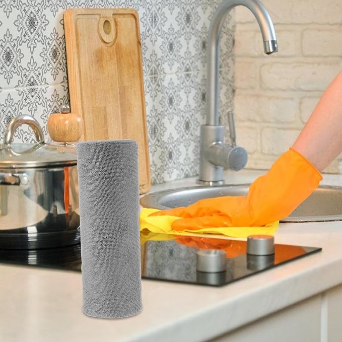 Microfiber Kitchen Cleaning Cloths Roll 20pcs 25X25Cm Super Absorbent Reusable Washcloths Multi-Use Dish Towels for Home, Car, and Kitchen Cleaning