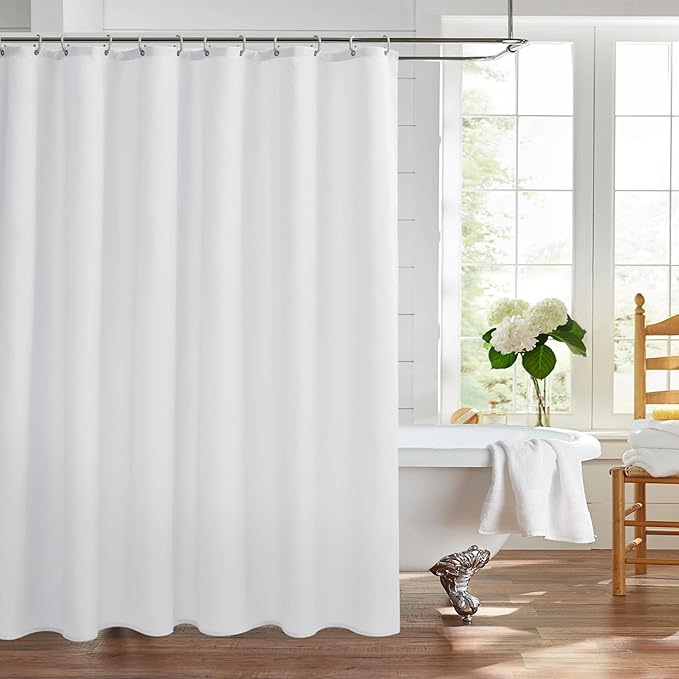 Nasitos Long Fabric Shower Curtain Liners 4 Pack - W72 x H78 - Water Resistant Cloth Shower Curtains for Bath Tub, Soft Hotel Quality, Machine Washable (White, 8 Separate Magnets Included)