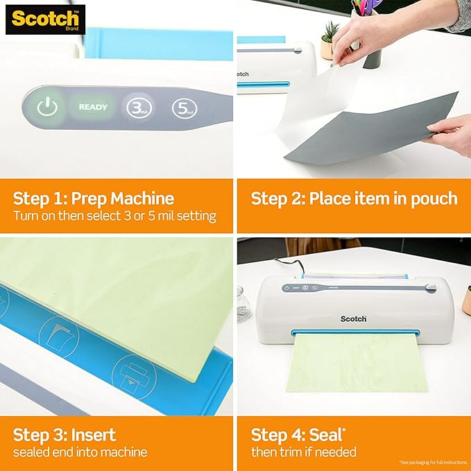Bundle of Scotch Thermal Laminator TL1302X, Extra Wide 13 Inch Input + Scotch Thermal Laminating Pouches, 5 Mil Thick, Letter Size 8.9 x 11.4 inches, 100-Pack