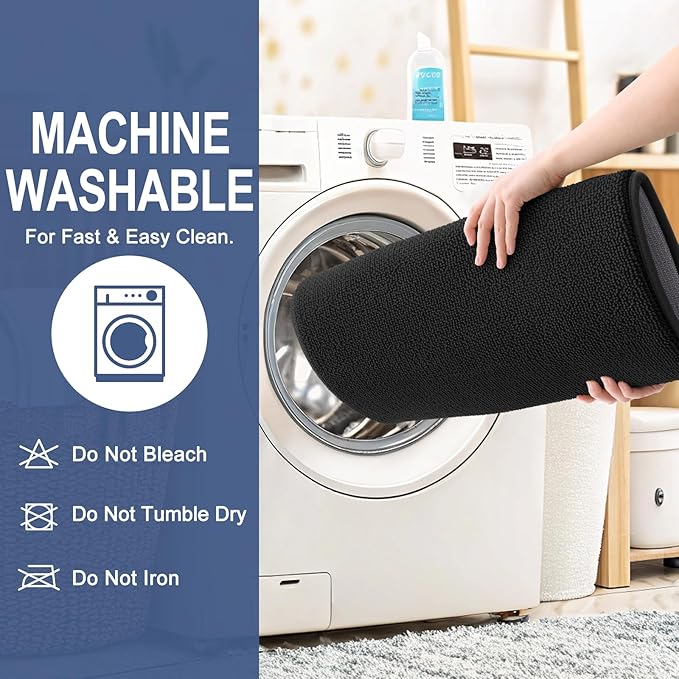 OLANLY Thick Memory Foam Bath Mat Rug 40x24, Extra Soft Absorbent Bathroom Rug, Quick Dry Bath Mats, Non-Slip, Machine Washable Carpet for Bathroom, Tub and Shower, Home Decor Accessories, Black
