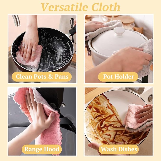 Microfiber Cleaning Cloths - Super Absorbent, Streak-Free & Lint-Free Towels for Glass, Kitchen & Home (Gray, Purple, Pink, Green) (1PCS)