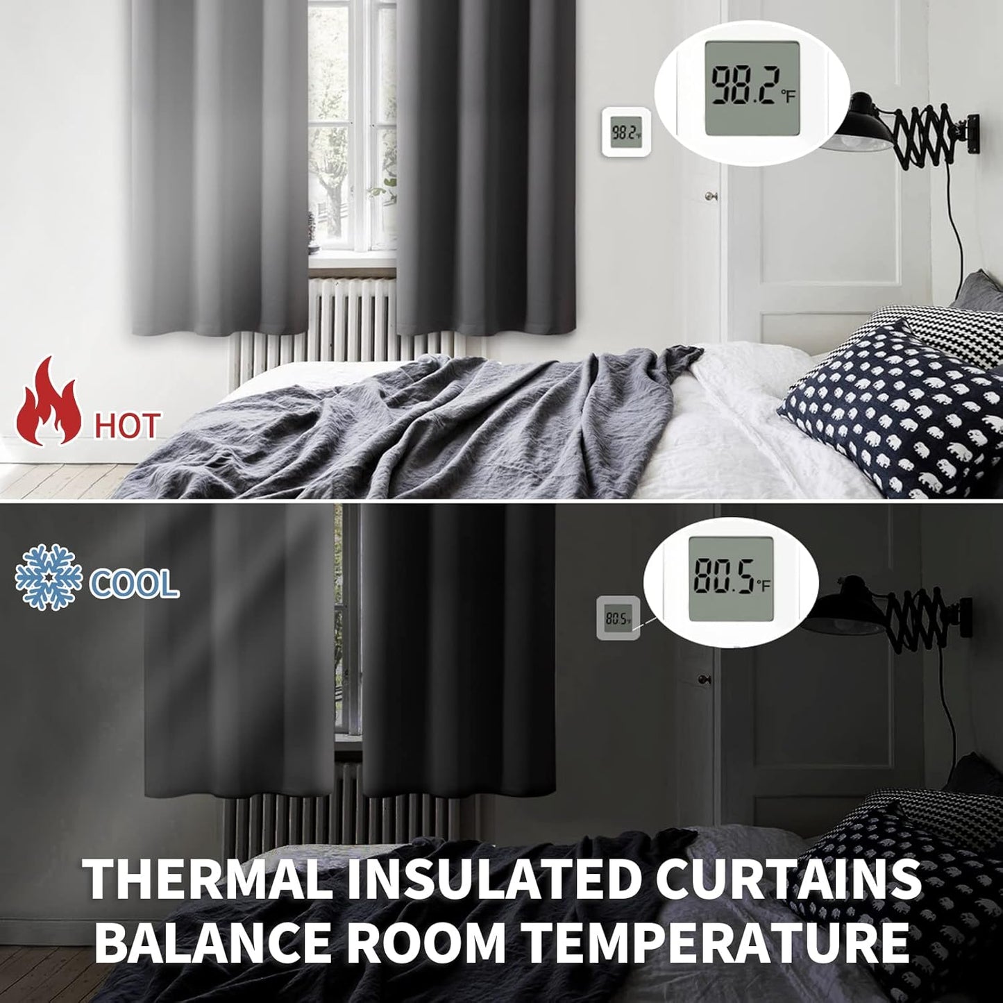 BGment Pocket Bedroom Curtains 63 Inch Long Dark Grey, Room Darkening Thermal Insulated Blackout Drapes for Living Room Privacy Light Blocking Blinds, 52 x 63 Inch, 2 Panels