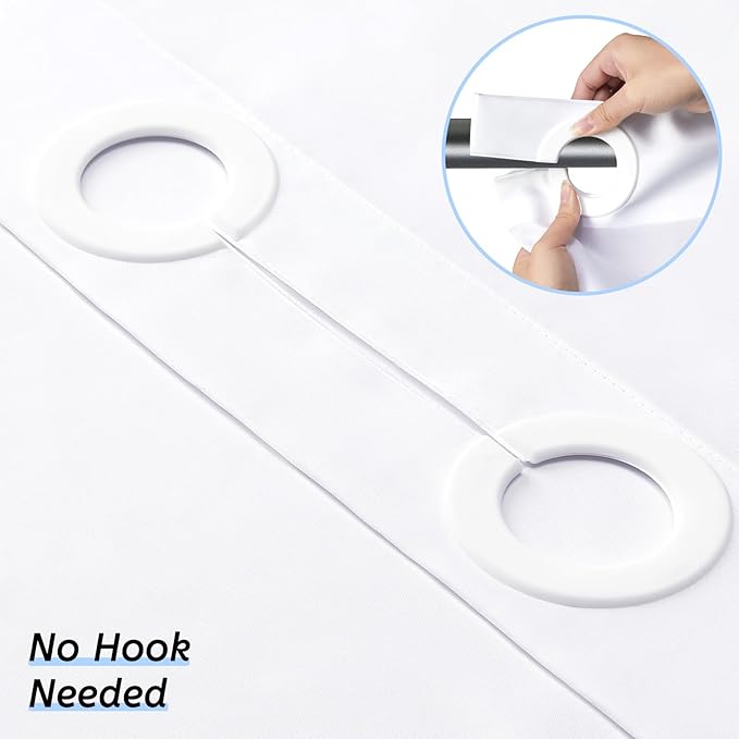 Furlinic Extra Wide No Hook White Shower Curtain 108x72 Inch,Polyester Fabric Waterproof Shower Curtain Liner with 14 Plastic Split Grommets,Washable Shower Curtains for Bathroom Hotel Spa Luxury