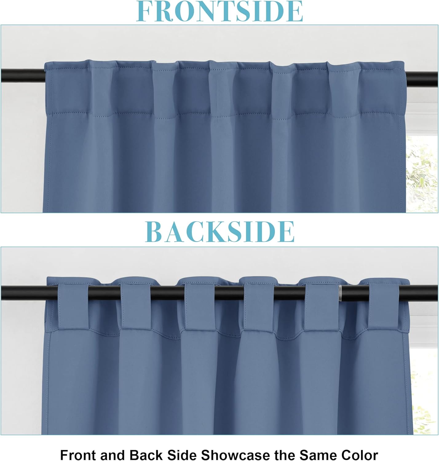 RYB HOME Small Window Curtains - Blackout Insualting Privacy Curtains for Kids Bedroom Kitchen Bathroom Basement Cafe Cabinet Tiers Drapes, 34 Width x 24 Length, 2 Panels, Stone Blue