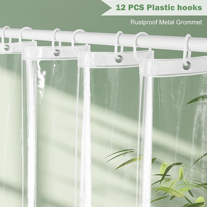 UFRIDAY Clear Shower Stall Curtain Liner 60 x 72inch, EVA Waterproof Weighted Clear Shower Liner with Magnets,Narrow Small Shower Curtain Liner 60 inch Wide for Bathroom or Window