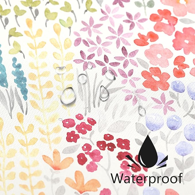 Small Stall Shower Curtain 36 x 72 Inch, Half Narrow Dorm Cute Floral Shower Curtain for Bathroom, Colorful Wildflower Boho Cottagecore Fabric Shower Curtain Set with Hooks, Ivory
