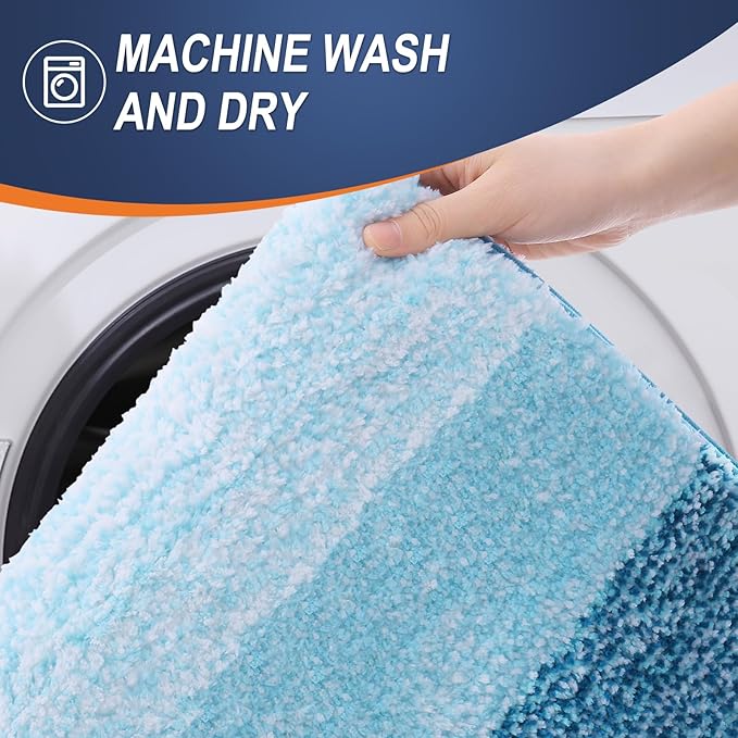 OLANLY Bathroom Runner Rugs 70x24, Extra Soft Absorbent Microfiber Bath Rugs, Rubber Backing, Quick Dry, Washable Bath Mats for Bathroom Floor, Tub and Shower, Home Decor Accessories, Peacock Blue