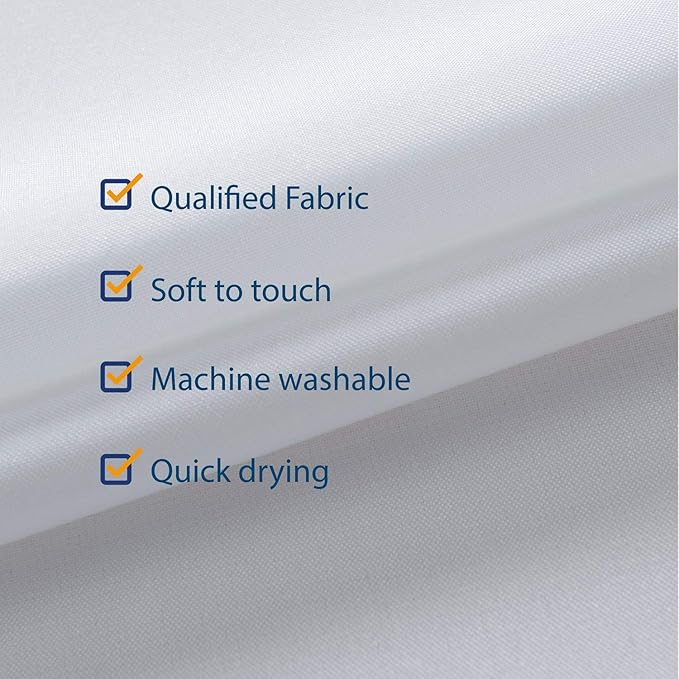 N&Y HOME Fabric Shower Curtain Liner Extra Long Stall Size 48 x 84 inches, Hotel Quality Washable White Shower Liner, 48x84