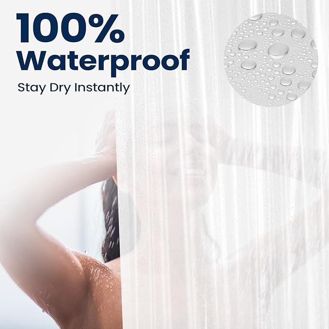 downluxe Set of 3 Waterproof Frosted Shower Curtain Liner - PEVA Lightweight Plastic Shower Liner with 3 Magnets, Shower Curtains for Bathroom, 72" x 72", Frosted
