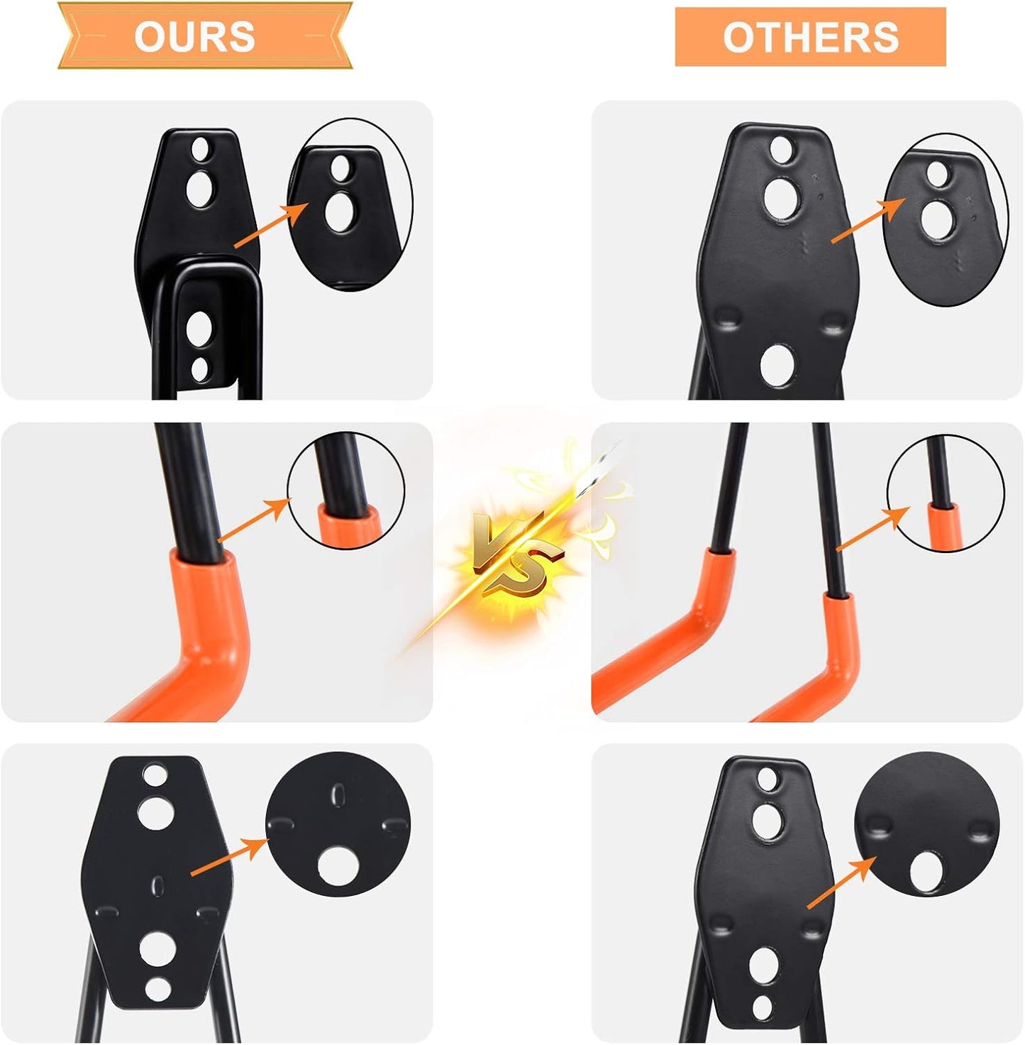 AOBEN Garage Hooks Heavy Duty, Steel Garage Storage Hooks, Utility Tool Hangers and Combinable Wall Mount for Organizing Ladders, Bikes, Hoses, and More Equipment (Large J, 4 Pack)