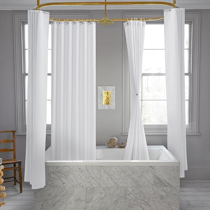 Nasitos Hotel Fabric Shower Curtain Liners 6 Pack - W72 x H72 - Water Resistant Lightweight Cloth Shower Liner for Bathroom, Machine Washable, Standard Size (White, Magnets Included)