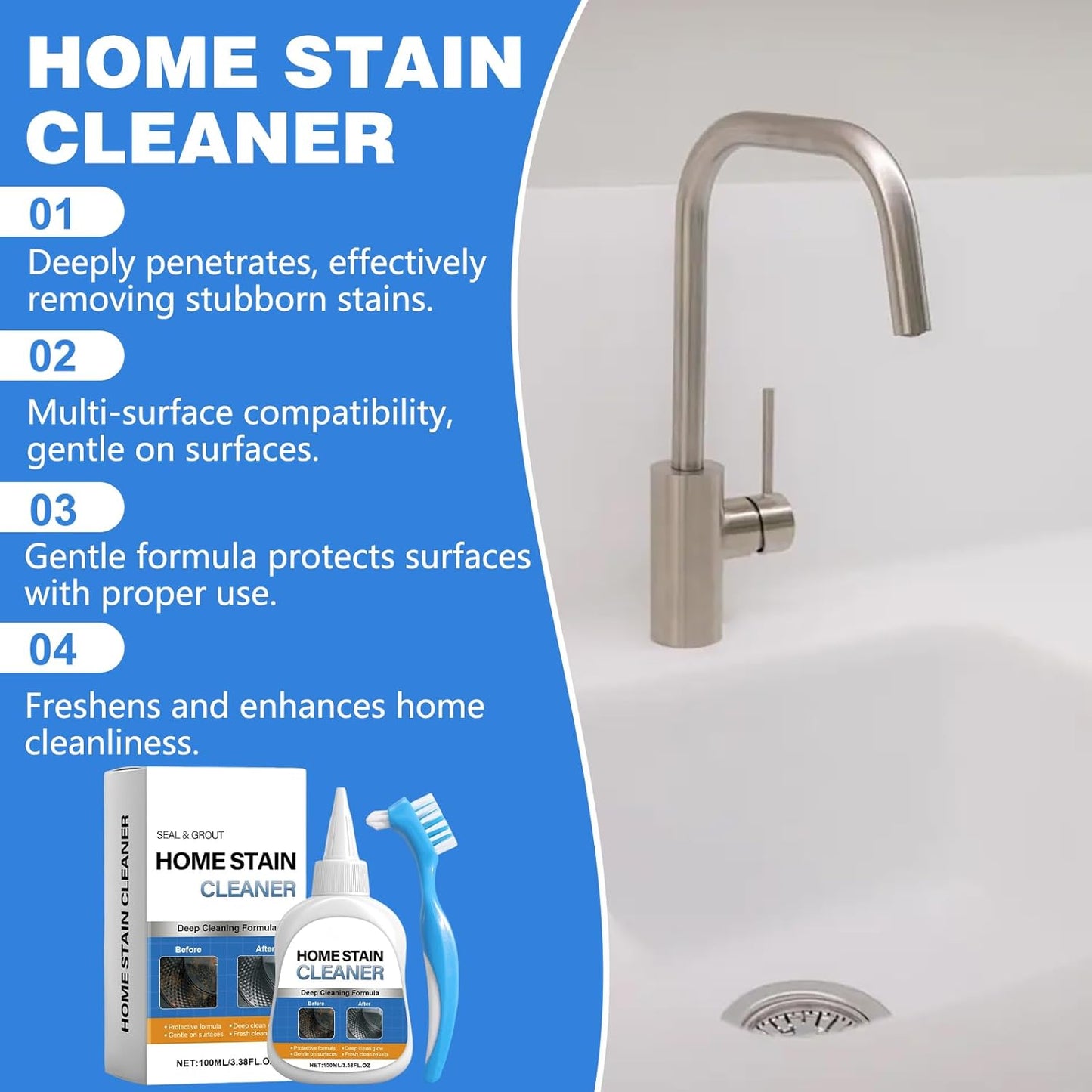Mold stain removal gel cleaner, washing machine cleaner, washing machine, refrigerator seals, tile caulking agent, kitchen sink bathroom cleaning caulking agent suitable gel