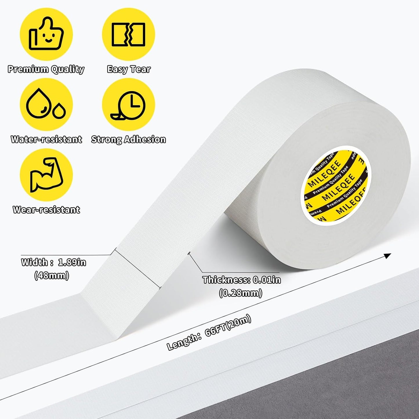 Cloth Duct Window Seal Strip Tape for Winter, 1.89in x 66FT, Weather Stripping Sealing Insulation Tape for Windows and Door, Easy Tear Sealer Draft Blocker