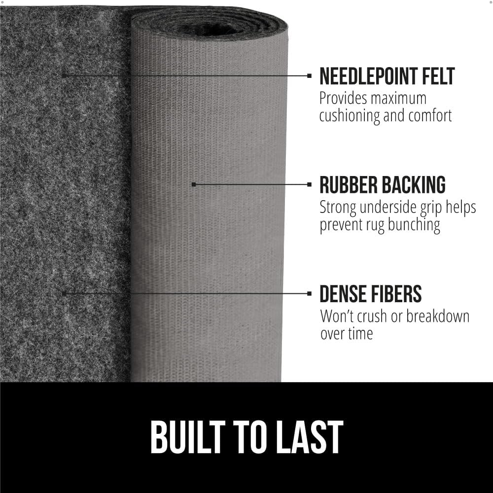 GORILLA GRIP Felt and Natural Rubber Stay in Place Slip Resistant Rug Pad, 1/8in Thick, 4x6 FT Protective Padding Under Area Rugs, Cushioned Gripper Pads, Carpet Runners, Hardwood Floors Protection