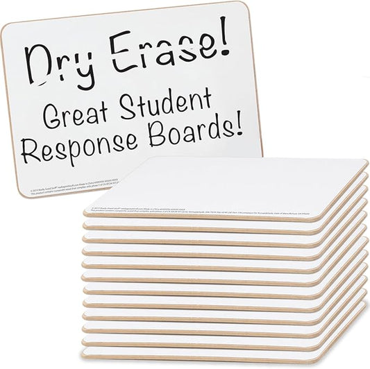 Really Good Stuff Non-Magnetic Dry Erase Boards - Set of 12-6" x 9" - Ideal for Home and School Learning - Reusable and Engaging Tool