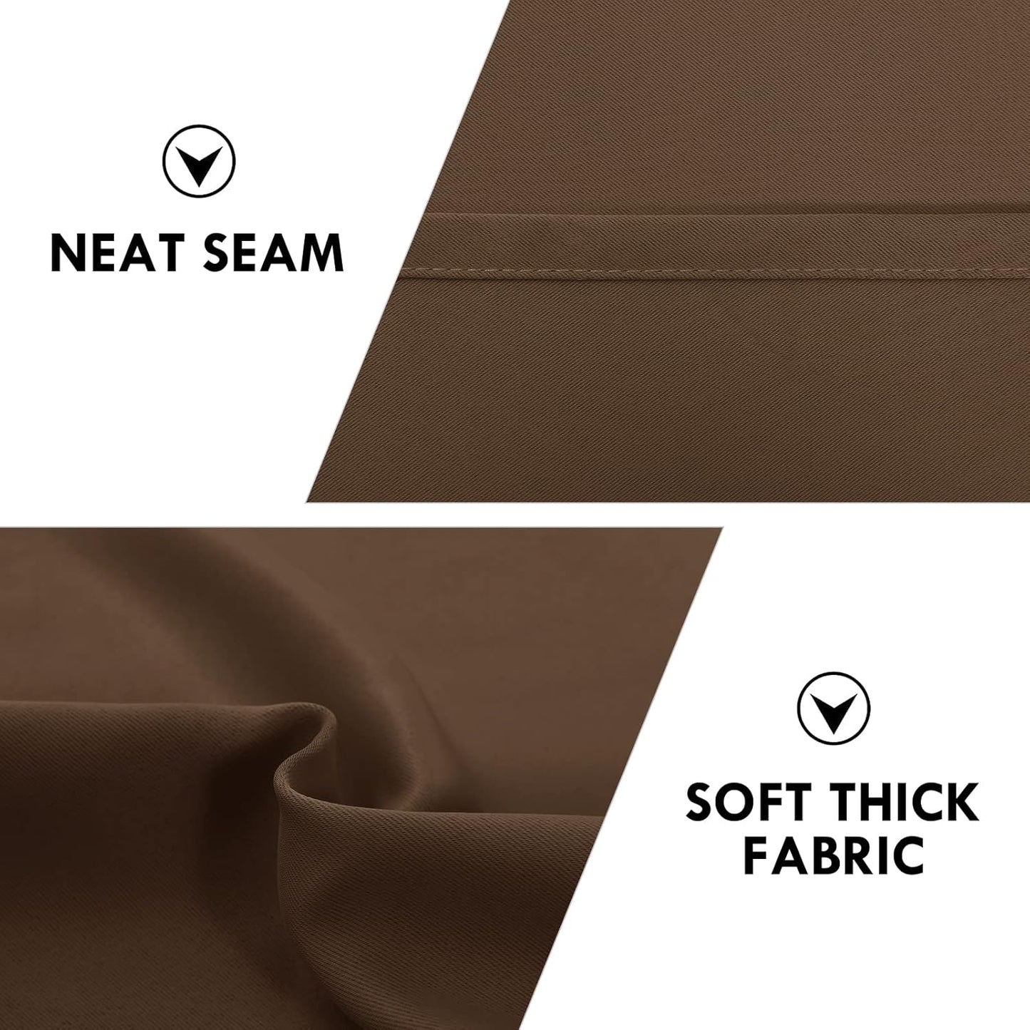 DWCN Blackout Curtains for Bedroom - Thermal Insulated Privacy Energy Saving Rod Pocket Drapes for Living Room, W 38 x L 63 Inch, Brown, Set of 2
