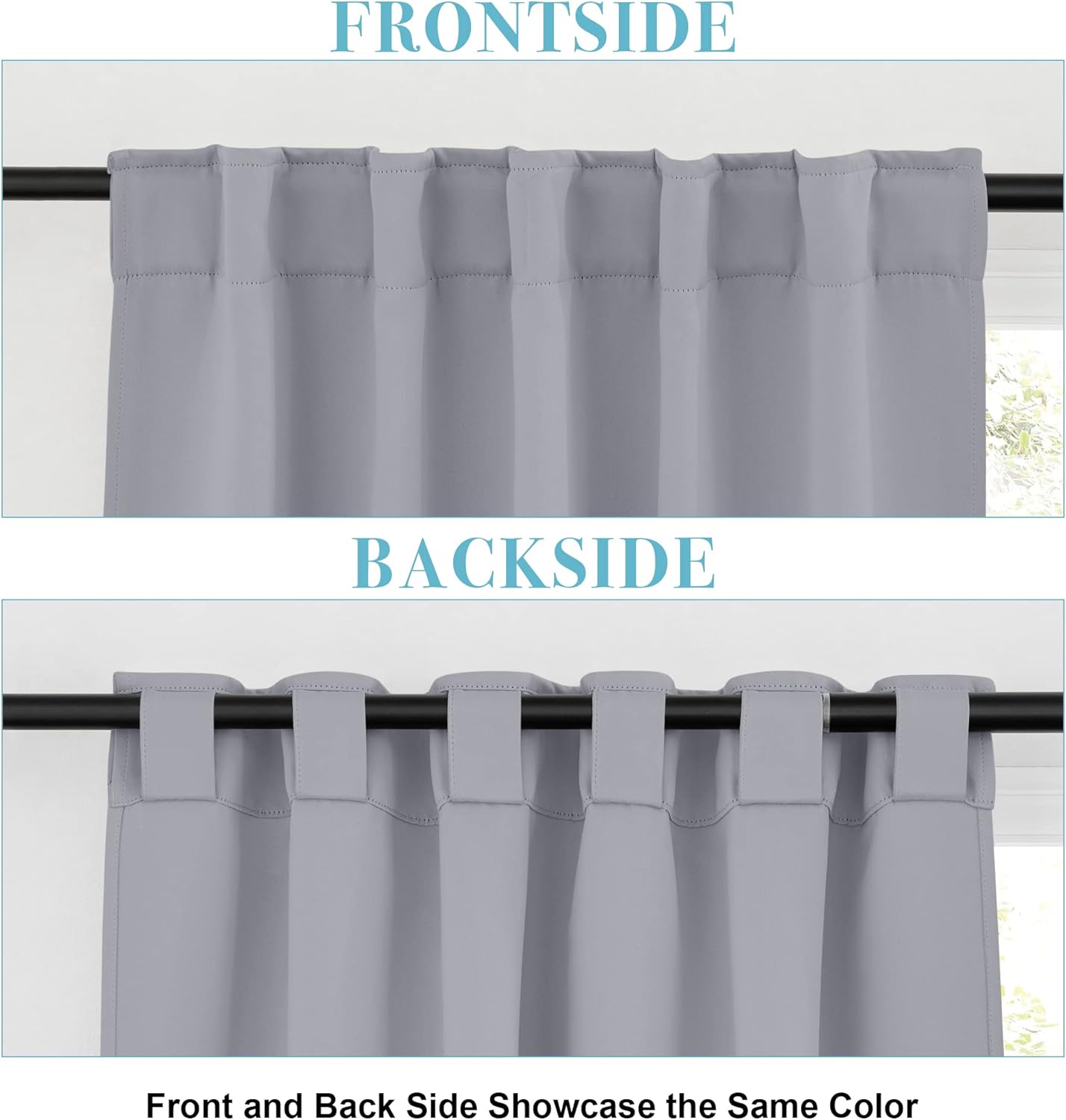 RYB HOME Blackout Curtains & Drapes - Light Block Thermal Insulated Privacy Window Covering for Bedroom Living Room Office, W 42 x L 54 inch, Silver Grey, 2 Panels