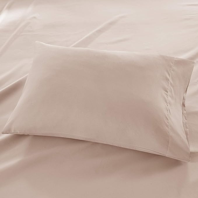 Madison Park 3M Microcell Bed Sheet Set Color Fast, Wrinkle and Stain Resistant, Soft Sheets with 16" Deep Pocket All Season, Cozy Bedding-Set, Matching Pillow Case, Full, Blush, 4 Piece