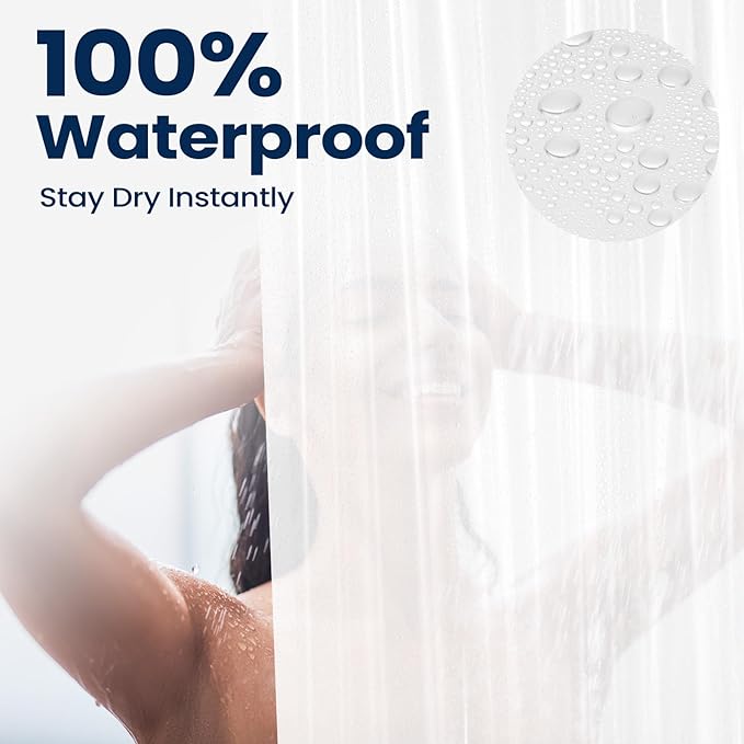 downluxe Shower Curtain Liner, PEVA Lightweight Plastic Shower Liner with 3 Magnets, 72" x 72" Waterproof Bathroom Curtain, 2 Pack, White