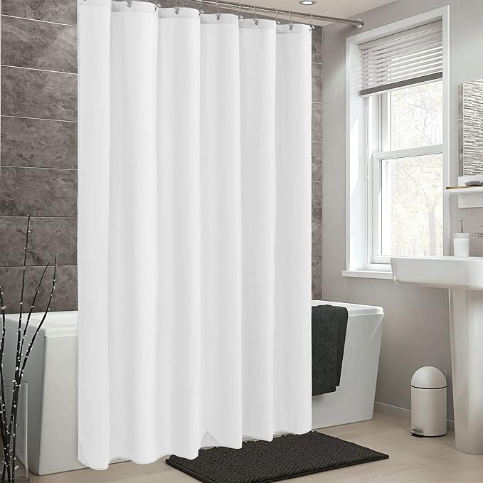 ALYVIA SPRING Long Fabric Shower Curtain Liner Waterproof - 72" x 78", Soft & Lightweight Long Shower Curtain with Magnets, Machine Washable - 72x78, White