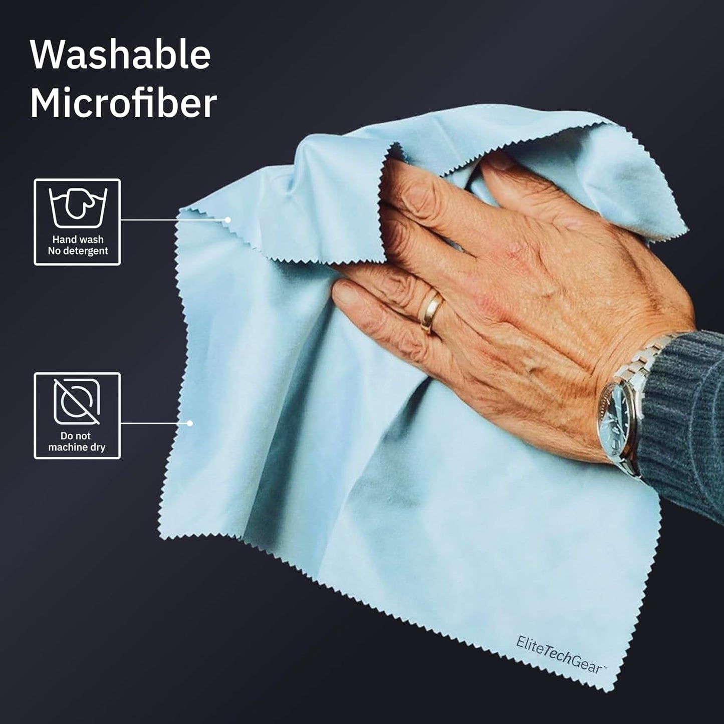 Elite Screens Microfiber Cleaning Cloths 6-Pack - 6×7 in & 12×12 in, Light Blue - Screen & Lens Cleaning Cloths for Eyeglasses & Electronics