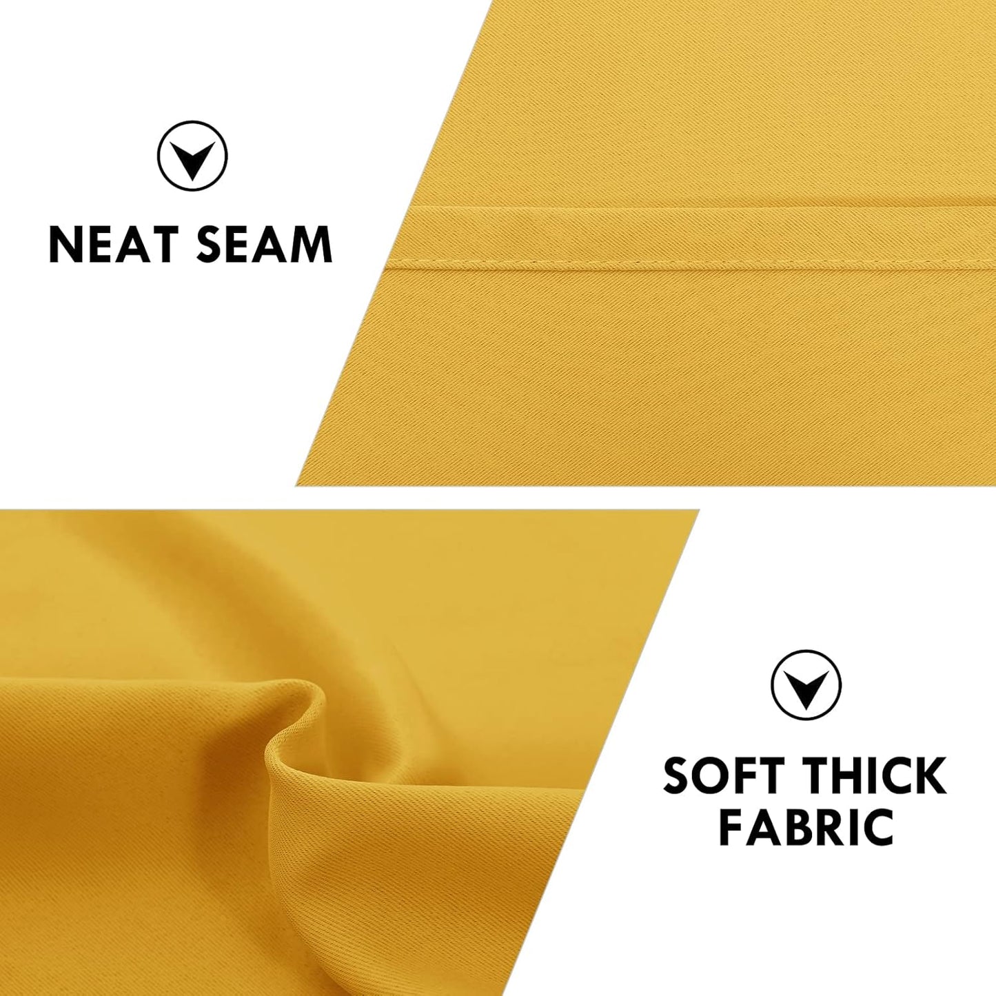 DWCN Blackout Curtains Room Darkening Thermal Insulated Bedroom Curtains Window Curtain Panels, 52 x 63 inches Long, Set of 2 Yellow Rod Pocket Drapes