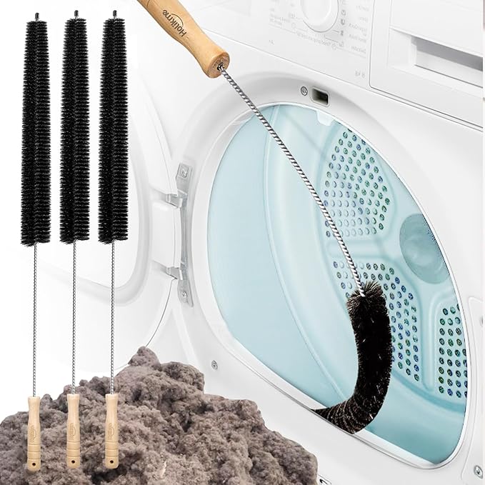 Holikme 3 Pack Dryer Vent Cleaner Kit Clothes Dryer Lint Brush Vent Trap Cleaner Home Essentials Long Flexible Vacuum Brush