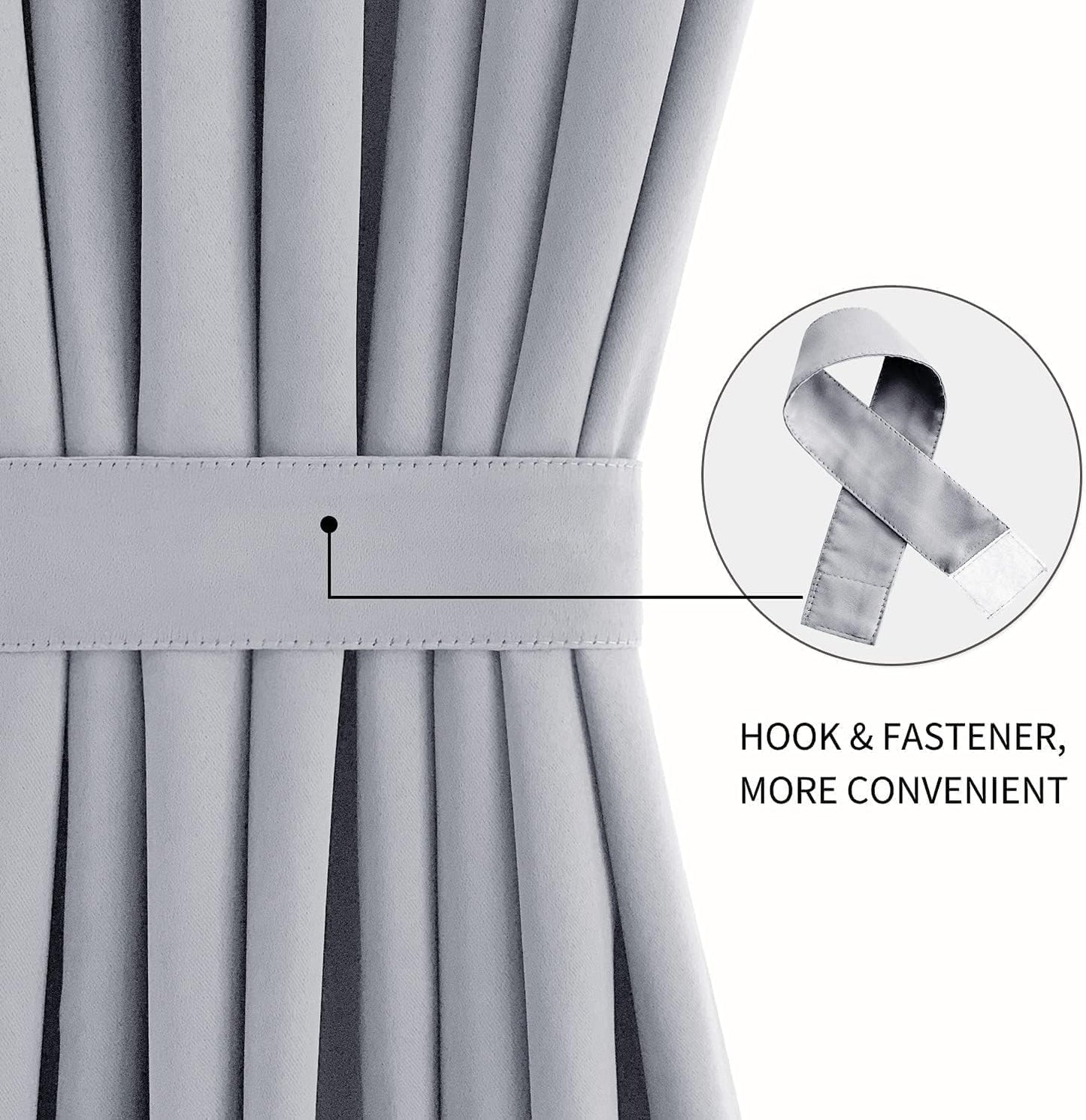 DWCN French Door Curtains – Rod Pocket Thermal Blackout Curtain for Doors with Glass Window, Kitchen and Patio Doors for Privacy, 12 X 72 Inches Long, 1 Curtain Panel with Tieback, Silver Grey