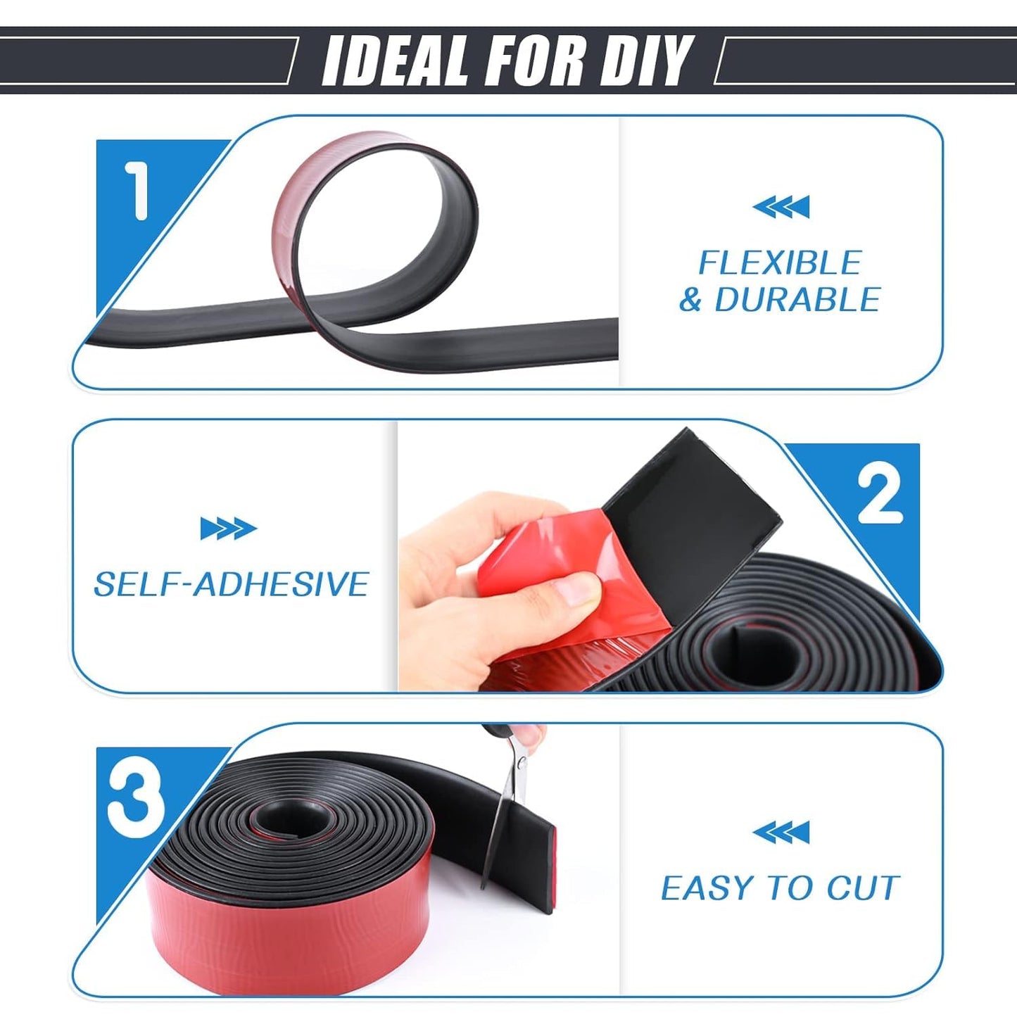 Adhesive Rubber Strips Neoprene Rubber Sheets, Rolls & Strips with Adhesive Backing Rubber Pads Self Stick Seal Rubber Gasket Adhesive Back for Matting Padding - 4" Wide x 1/8" Thick x 10' Long