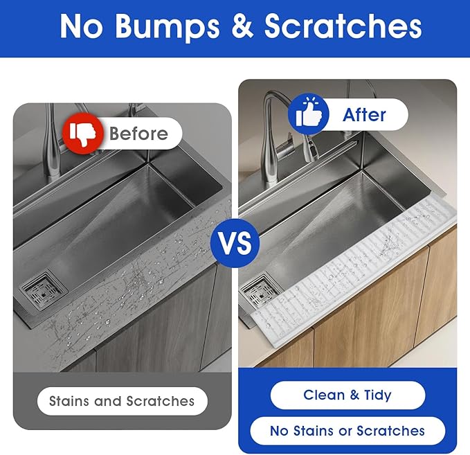 30"x4" Silicone Sink Edge Protector - Splash Guard with Suction Cups & 5° Tilt, Cuttable Edge Guard for Kitchen Sink, Bathroom,Granite & Quartz Countertops(White)