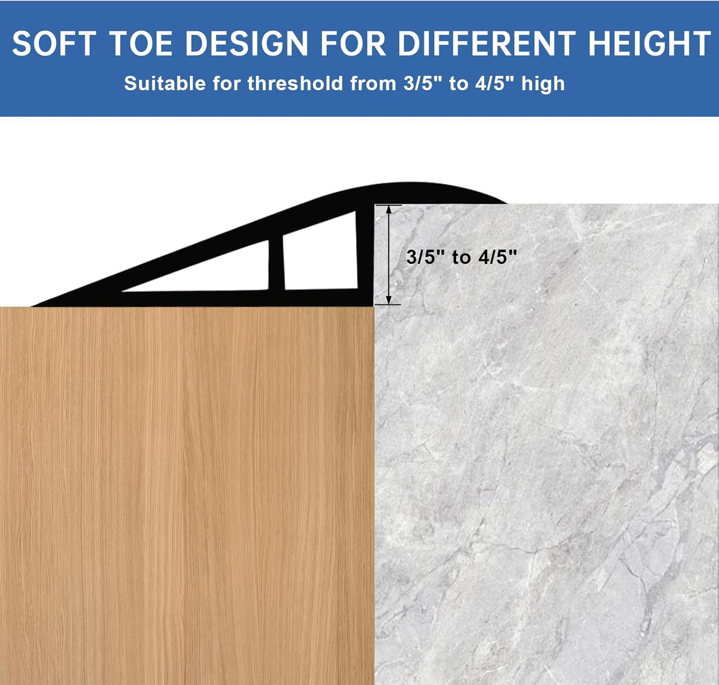 Vinyl Door Threshold Flooring Transition Strip Self Adhesive Carpet Edging Strip for Laminate Doorway Edge Threshold from 3/5" to 4/5" (Brown Wood Grain, 6.6 Ft)