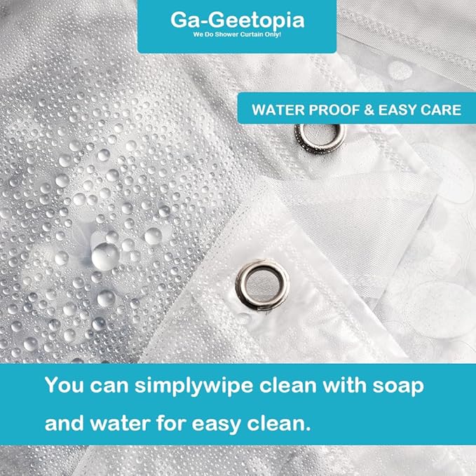 Ga-Geetopia Narrow Size EVA Clear Shower Curtain Liner, Pebble Pattern 48x72 Inch Lightweight Plastic Bathroom Shower Showroom Inner Curtain with Rustproof Metal Grommets and Weighted Magnets