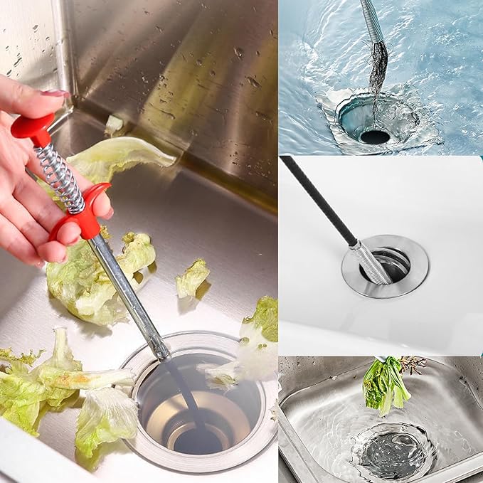 Drain Snake Hair Drain Clog Remover, 33 InchFlexible Claw Grabber Tool，Shower Snake Sink Unclogger Tool