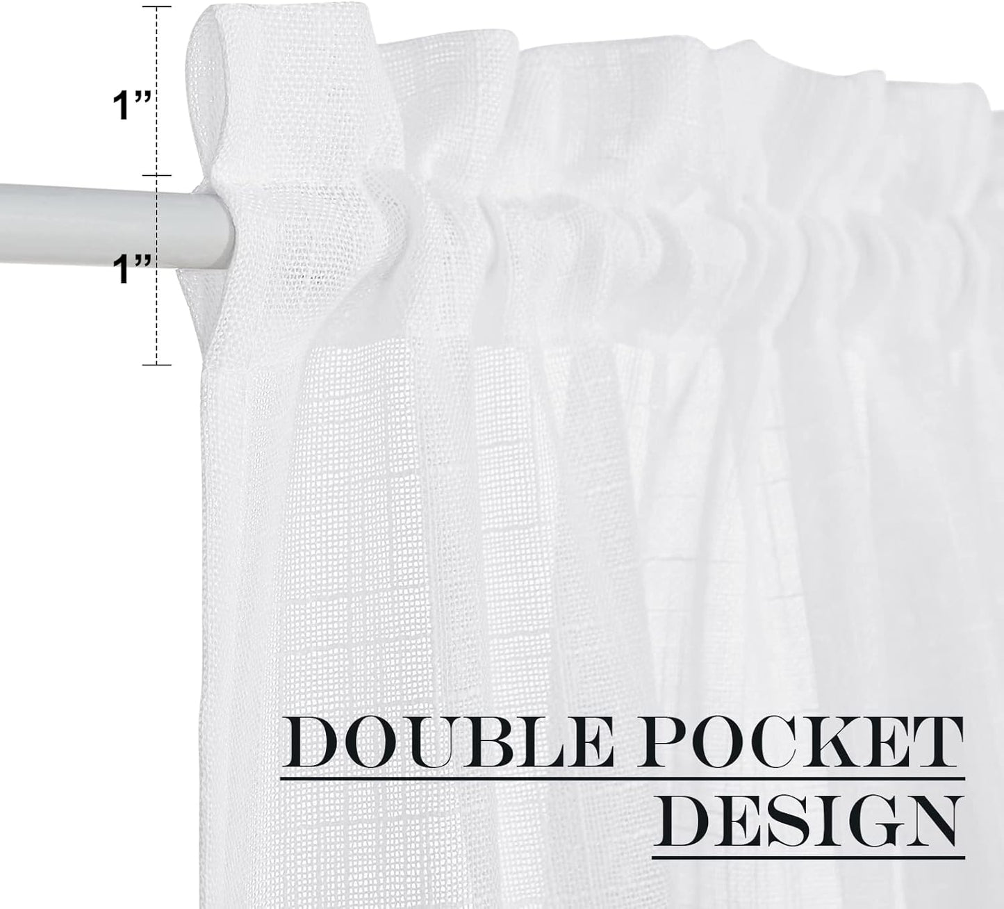 NICETOWN French Door Curtains for Sliding Glass, 80 inch Long Curtains for Living Room Bedroom Window Cover Half Privacy Semi Sheer Front Panels for Back Door Window, 1 PC, White, 26" Wide