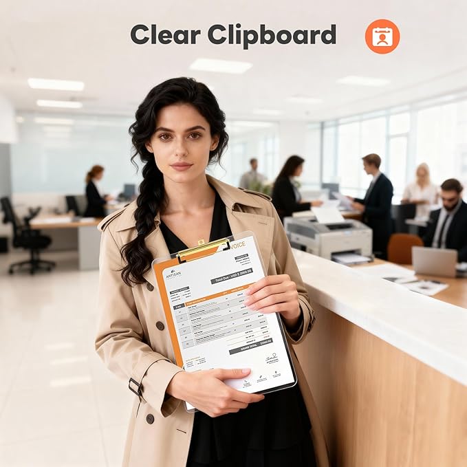 Clear Plastic Clipboard Set of 24, 12.5 x 9'' Letter Size for Classroom, Students, Teacher, Nurse, A4 Transparent 8.5 x 11'' Clip Board with Low Profile Golden Clip, Office & School Supplies