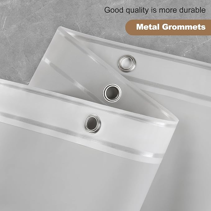 UFRIDAY Grey Short Shower Curtain Liner Premium PEVA 72 x 66 inch,Heavy Duty Shower Curtain with 3 Weighted Magnets, Plastic Waterproof Grey Shower Curtains for Bathroom with 12Hooks