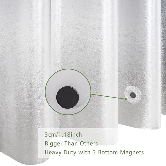 UFRIDAY Extra Long Shower Curtain Liner 84 inch, Heavy Duty White EVA 3D Frosted Shower Curtain Liners for Bathroom 72 x 84 Inches Weighted with 3 Big Magnets, Thick,Semi Transparent.