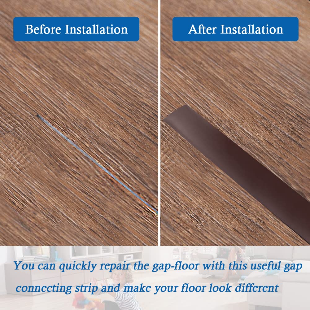 Floor Transition Strip Self Adhesive Floor Cover Strips Laminate 2" Wide Vinyl Flat Divider Transitions (5cm, 20Ft, Brown)