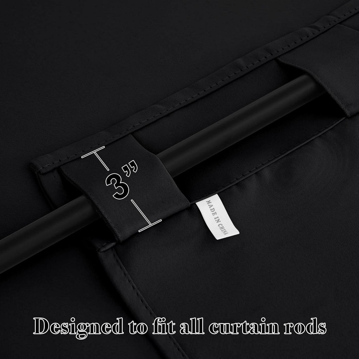 RYB HOME Blackout Curtains 80 inches Long Thermal Insulating Large Window Curtains for Living Room Bedroom Dining Home Office Backdrop, Black, W 42 x L 80 per Panel, 2 Panels
