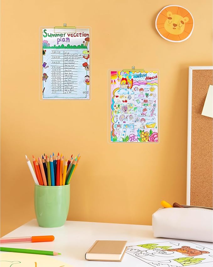 Honagu Acrylic Clear Clipboards, 8.5x11 Plastic Clipboard with Gold Strong Clip Hidden Hanging Hole, A4 Letter Size Clipboards for Nurses Doctors, Art Student, Teachers,School & Office Supplies, 3PC