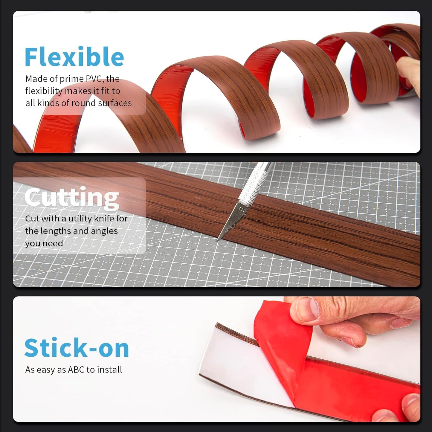 Art3d 10 FT Self Adhesive Vinyl Floor Transition Strip, Laminate Floor Strip Floor Flat Divider Strip for Joining Floor Gaps,Carpet Threshold Transition,Floor Tiles（1.57in, Cherry）