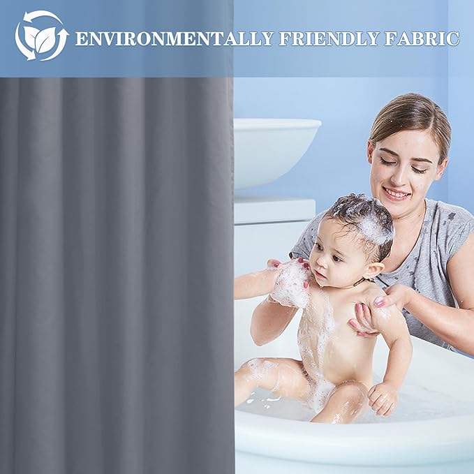 Nasitos Shower Curtain Liners 2 Pack - W36 x H72 - Washable & Water Resistant Fabric Bath Shower Liners for Narrow Stall, Stand Up Shower Stall, RV, Camper (Grey, Magnets Included)